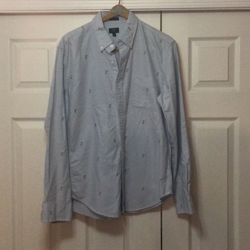 J Crew Factory Men's Gray Button down Oxford shirt slim fit